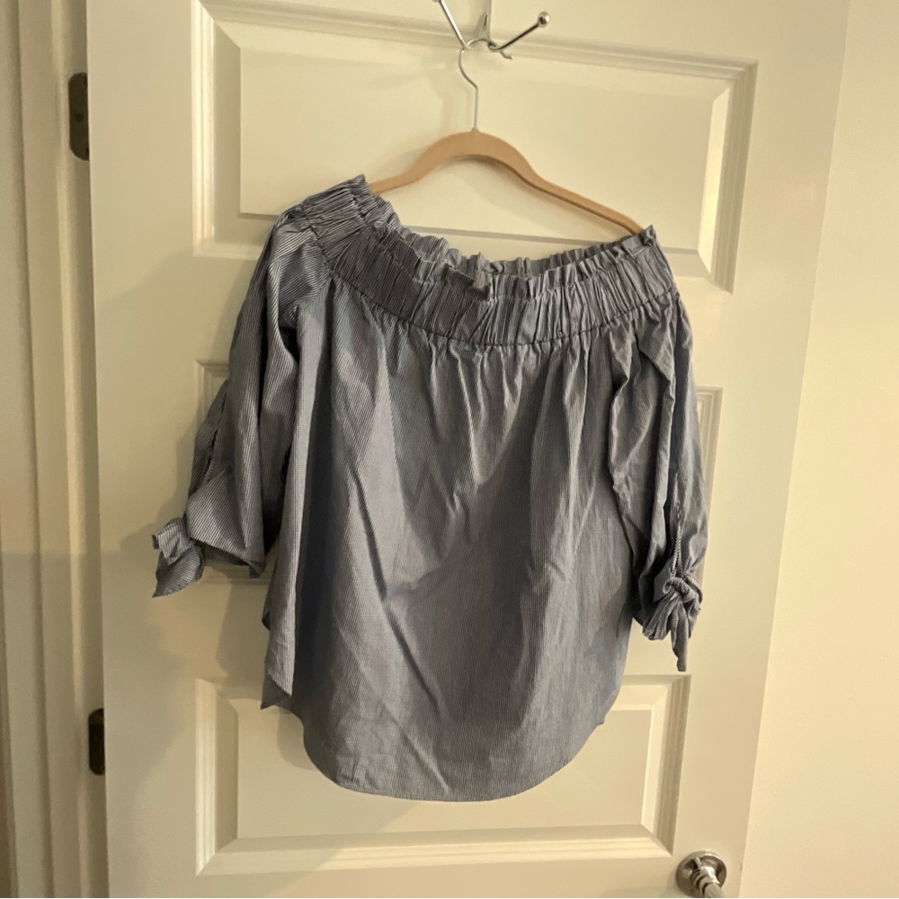 H&M Off-Shoulder Light Blue Blouse